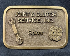 Vintage Brass Alloy Joint & Clutch Service, Inc. Spicer Belt Buckle