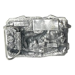 Bow Hunting Belt Buckle Enamel Metal Buck Deer Bergamot Brass Works Hunter Vtg
