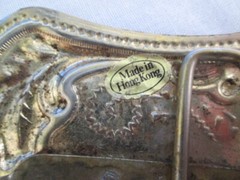 Horse Head Belt Buckle With Horseshoe Collar Silver Tone Vintage Hong Kong