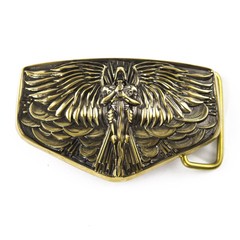 Archangel Michael brass belt buckle; Saint Michael image; Tyrael belt buckle