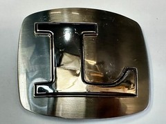 Custom Initial Letter L Silver Tone Outlined Reflective Men Women Belt Buckle