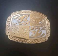 Unique Vintage 1980&rsquo;s Western Gold & White Belt Buckle