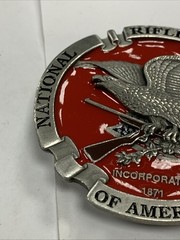 National Rifle Association Of America NRA Eagle Red Belt Buckle USA