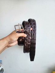 3.8CM Brown 100% Genuine Leather Skin Men Belt Silver Buckle- Handmade