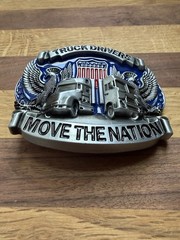 Truck Driver Belt Buckle Big Rig Semi Trucks American West USA Flag Free Ship