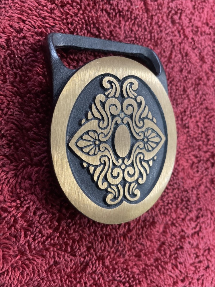Vintage 1978 Solid Brass Mens Belt Buckle Ornate Scroll Design New Old Stock