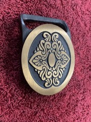 Vintage 1978 Solid Brass Mens Belt Buckle Ornate Scroll Design New Old Stock