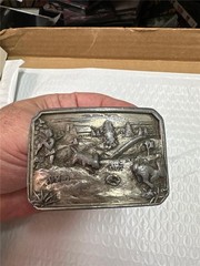 Vintage 1984 Bergamot Brass Works Farm Scenery Belt Buckle AS IS