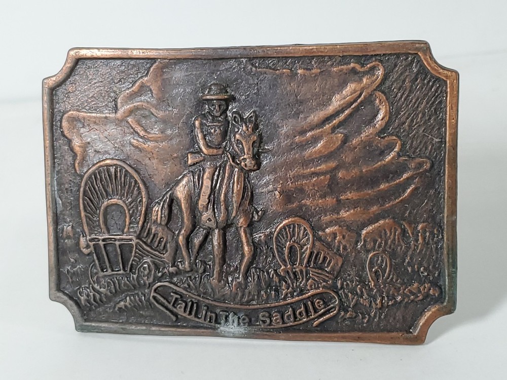 Tall In The Saddle Western Belt Buckle READ 2 1/2 x 3 1/2 Metal