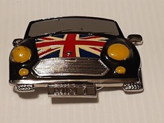 BRITISH FLAG ON CAR HOOD Metal Belt Buckle