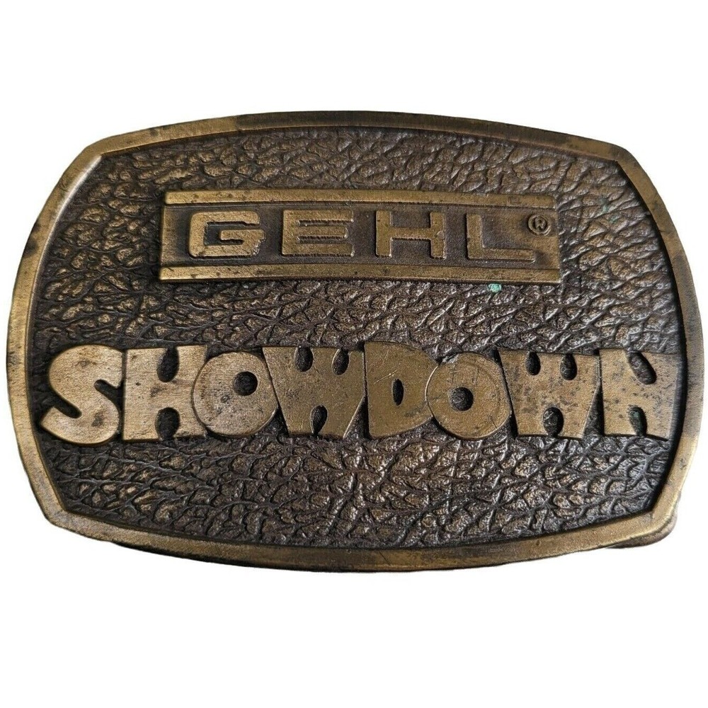 Gehl Belt Buckle Mens Bronze Showdown 1976 Bergamot Brass Works Rodeo Western