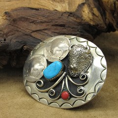 Southwest Nickel Belt Buckle with Buffalo Head