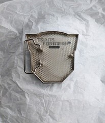 Transformers Belt Buckle Silver & Red Metal 2011 Autobot Emblem 3&Prime; Scratches