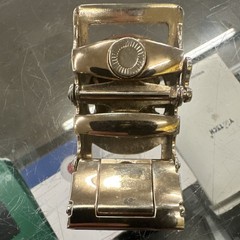 Gold Wolf Head Automatic Latch Belt Buckle for Men with Rhinestone Accents
