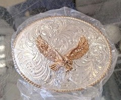 Crumrine Jewellers Silver Plate Eagle Patriotic Belt Buckle New in box