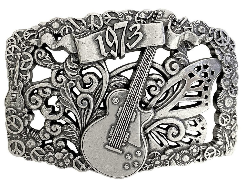 Unique Buckle 1973 Guitar Engraved Buckle Fits 1-1/2&Prime;(38mm) Wide Belt