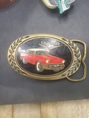 1957 CHEVROLET Chevy Vintage Solid Brass Classic Red Car AMINCO Belt Buckle