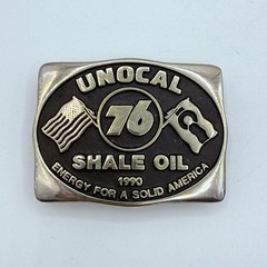VINTAGE 1989 ***UNOCAL 76***SHALE OIL SILVER BRASS OILFIELD BUCKLE