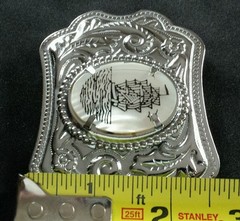 SAILING TALL SHIP RIGGED MASTED OCEAN VESSEL INSERT SILVER TONED BELT BUCKLE