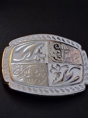 Belt Buckle Silver on White Western/Cowboy Vintage New Never used Made in USA