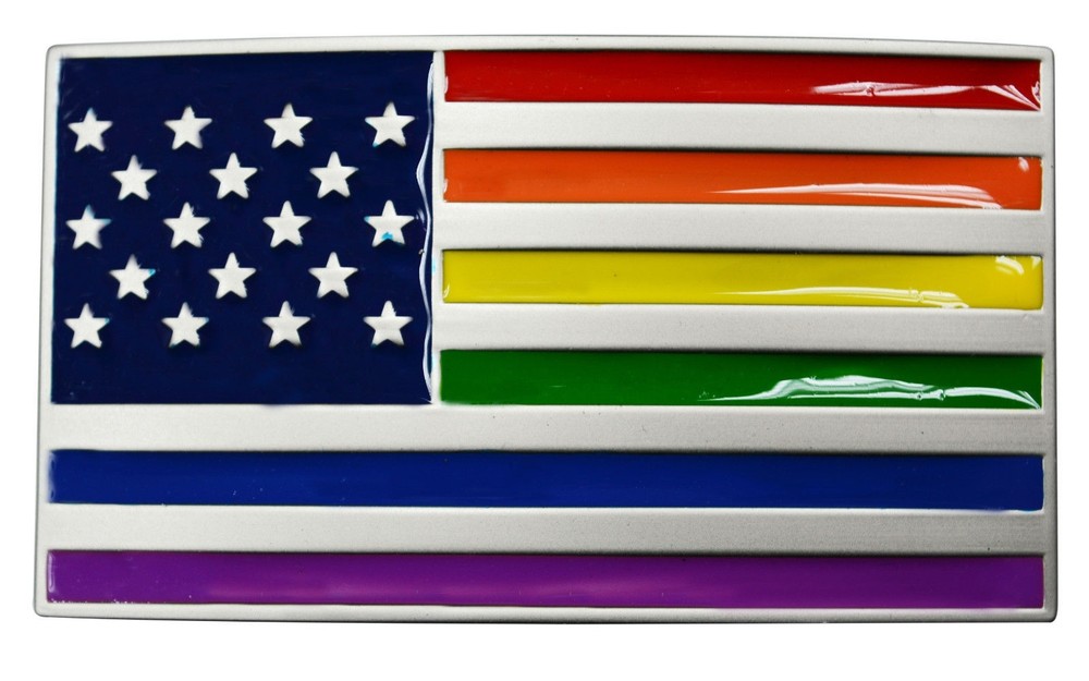 FL101-50MM Unisex Rainbow American USA Flag Enamel Buckle fits 1.5&Prime; belt