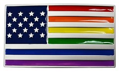 FL101-50MM Unisex Rainbow American USA Flag Enamel Buckle fits 1.5&Prime; belt