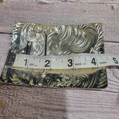 Centenario Cowboy Belt Buckle Western Hebilla Rodeo Silver & Gold Faux 50 Peso