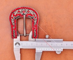 Red Crystal Rhinestone Western Cowboy Rodeo Belt Buckle Set Fit 30MM Strap