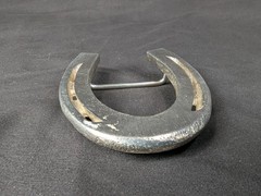 Vintage Horseshoe Belt Buckle Western Style Cast Metal Rustic Accessory Good