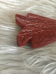 Vintage Horn Hand Made Carved Signed HT.98 Painted Red Arrow Pants Belt Buckle