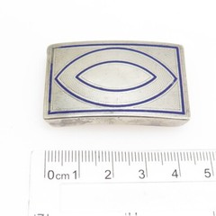 925 Sterling Silver Antique Art Deco Enamel Eye Symbol Belt Buckle #50130