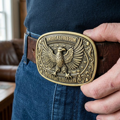 America&rsquo;s Freedom 2nd Amendment Eagle Belt Buckle Antique Bronze Fits 1.5&Prime; Belts