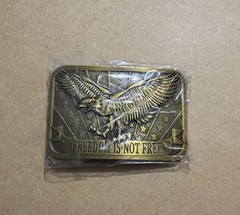 FREEDOM IS NOT FREE Eagle USA Belt Buckle 2×3 Made 2014 Sponsor Brass or Bronze