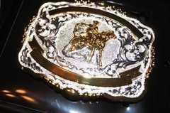 Lightning Ridge Western Belt Buckle Trophy Buckle Calf Roper 2 Ribbons 38406