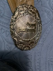 Cumrine belt buckle L On Woven Leather & Eel Belt Holes 30-35
