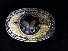 Eagle With Gold Flakes In Resin Oval Belt Western Buckle 2.5&Prime; X3.5&Prime;