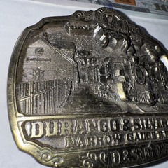 DURANGO & SILVERTON NARROW GAUGE RAILROAD SOLID BRASS BELT BUCKLE 1983