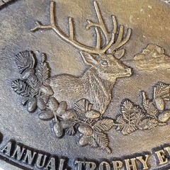 NRA Whittington Center Third Annual Trophy Elk Hunt Belt Buckle Bronze Rifle