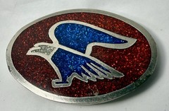 Men’s Eagle Theme Vintage Belt Buckle Red And Blue Silver