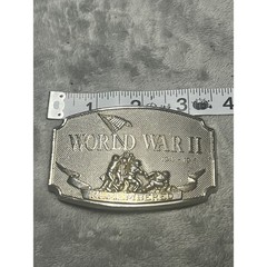 Vintage World War II Remembered Belt Buckle 1990 Iwo Jima Memorial Retro