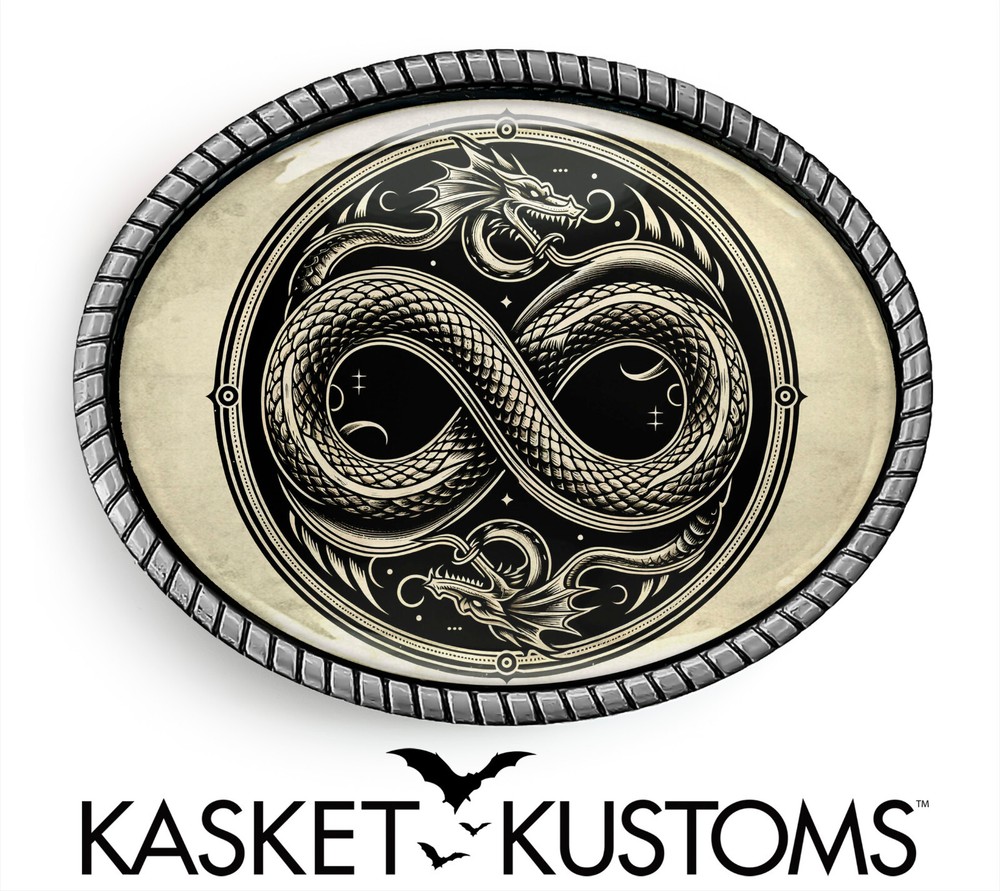 Infinity Belt Buckle – Japanese Dragon Asian Design Handmade Belt Buckle – 644
