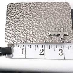Hammered Belt Women Black Faux Leather Silver Plaited Buckle Cross Biker