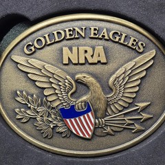 NRA Golden Eagles Belt Buckle 2015 Commemorative Patriotic Shield Brass NIB