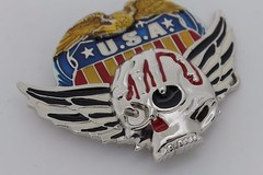 Men Women Silver Metal Belt Buckle Skull Wings Skeleton USA American Eagle Army
