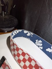 VANS OFF THE WALL BELT & BUCKLE RED CHECK BLUE FLORAL DESIGN