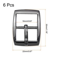 6Pcs 0.63&Prime; Single Prong Belt Buckle Rectangle Center Bar Buckles for Belt,Black