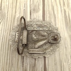 Vtg Great American Products Belt Buckle Pewter Wolf Enamel Oval Western 90s GAP