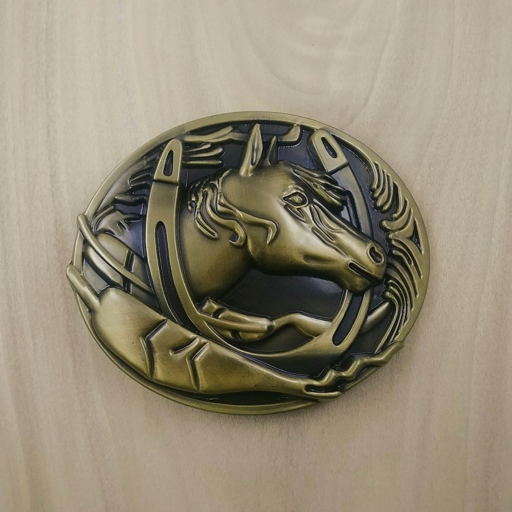 NEW! HORSESHOE HORSE HEAD METAL BELT BUCKLE HEBILLA HERADURA CABALLO #113