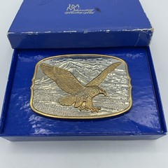 International Monetary Mint American Eagle Belt Buckle Silver Plate 24-K Gold