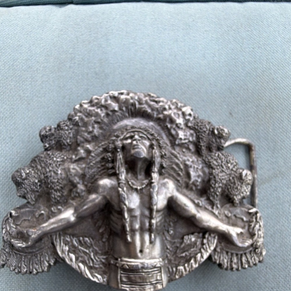 Bergamot Brass Works Native American Western Brass Buckle 2in Fit BD1 Silver